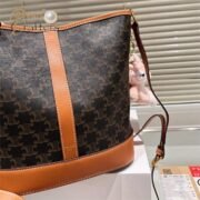 Celine Bucket In Triomphe Canvas And Calfskin Bag - Image 4