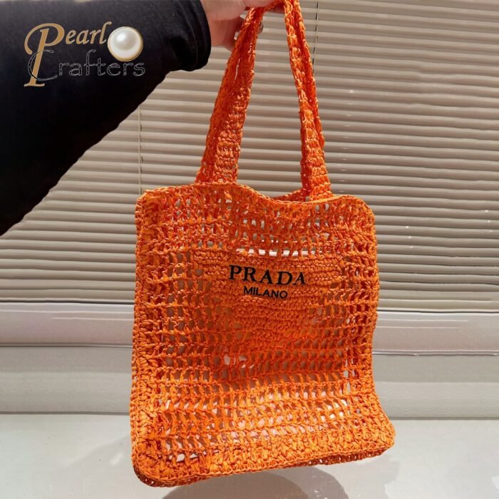 ⁦Prada Grass Woven Shoulder Bag Handbag⁩ - الصورة ⁦8⁩