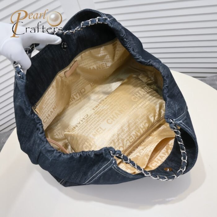 ⁦Chanel Coco Cabas Denim Large Hobo Bag In Blue Shoulder Bag Handbag⁩ - الصورة ⁦8⁩