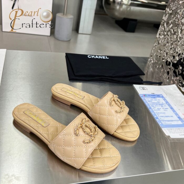 Chanel Lambskin Fashion Flat Sandals Slide - Image 2