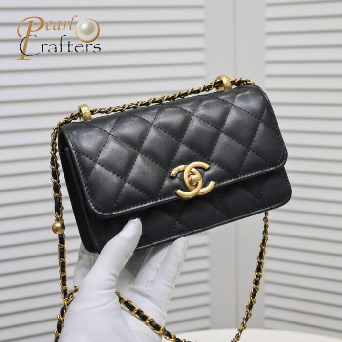 ⁦Chanel WOC Double Gold Ball Chain Mini Shoulder Bag Handbag⁩ - الصورة ⁦5⁩
