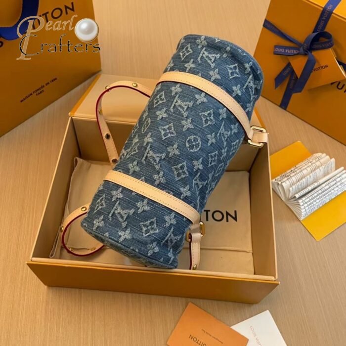 Louis Vuitton LV PAPILLON Denim Handbag Shoulder Bag - Image 5