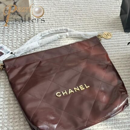 Chanel 22 Garbage Bag Waxed Cowhide Double C Gold Coin Pendant Handbag Shoulder Bag
