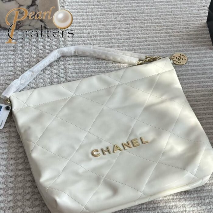 ⁦Chanel 22 Garbage Bag Waxed Cowhide Double C Gold Coin Pendant Handbag Shoulder Bag⁩ - الصورة ⁦8⁩