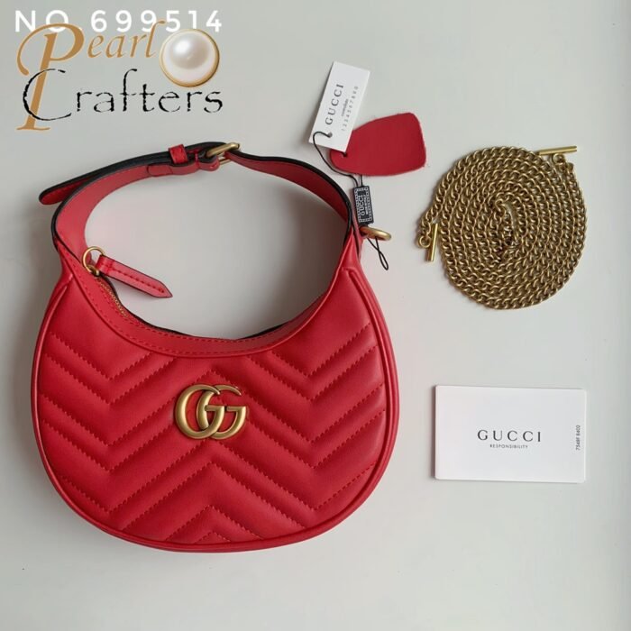 ⁦Gucci Marmnt Half Moon Shoulder Bag Handbag⁩ - الصورة ⁦9⁩