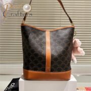 Celine Bucket In Triomphe Canvas And Calfskin Bag - Image 3