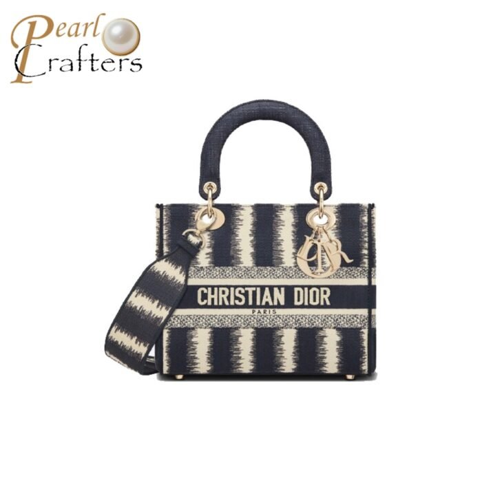 Dior The LADY D-LITE Bag Blue D-Stripes Embroidery M0565ORFQ_M928 - Image 1