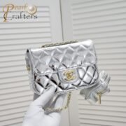 ⁦Chanel 24c Star Bag Mini CF Patent Leather Silver Shoulder Bag Handbag⁩ - الصورة ⁦5⁩
