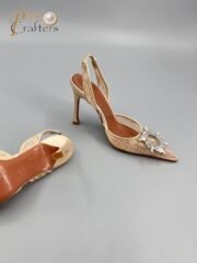 Amina Muaddi Sunflower Crystal Embellished Lace Up Heels Sandals Slipper Shoes - Image 8
