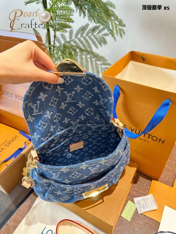 Louis Vuitton Denim Shoulder Bag - Image 7