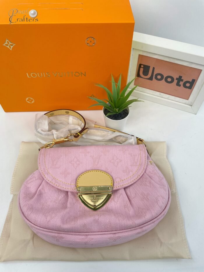 ⁦Louis Vuitton LV Monogram Denim Sunset M13347 Shoulder Bag Handbag⁩ - الصورة ⁦4⁩