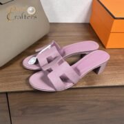 Hermes Oran H Square Heel High Heeled Sandals Slippers Shoes - Image 5