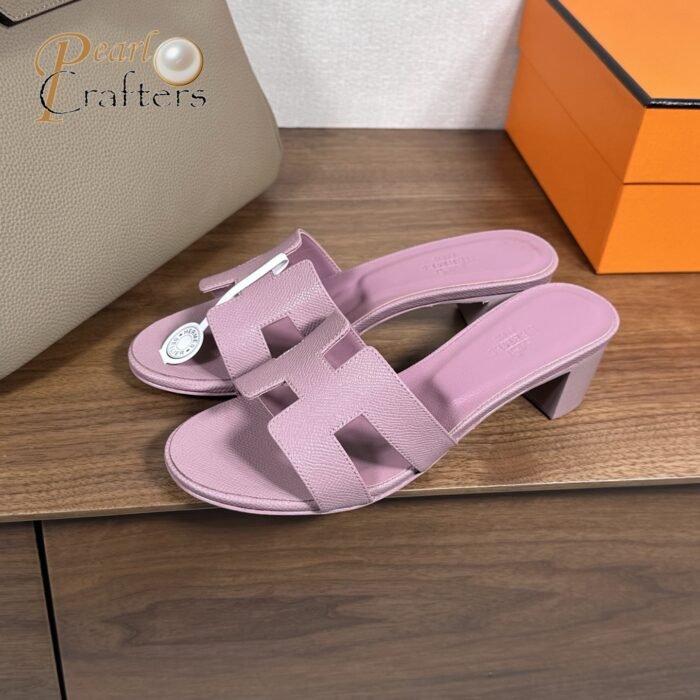 Hermes Oran H Square Heel High Heeled Sandals Slippers Shoes - Image 5