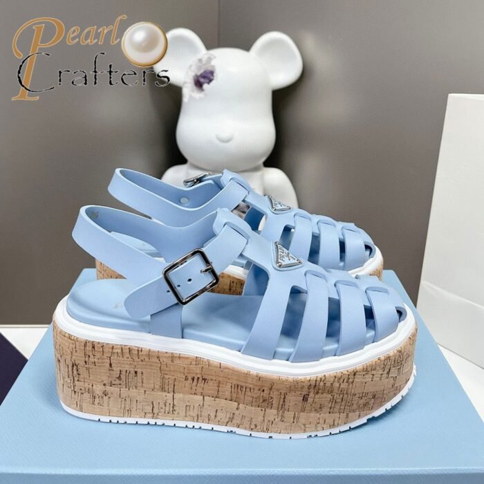 ⁦Prada   Rubber Wedge With Thick Sole Sandals Slide⁩ - الصورة ⁦6⁩