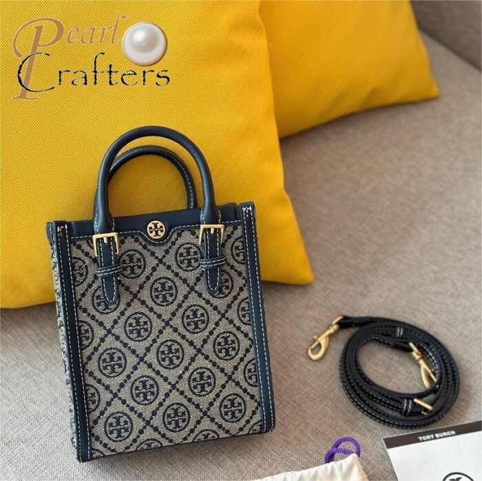 Tory Burch Mini T Monogram Jacquard North-South Tote Bag - Image 3