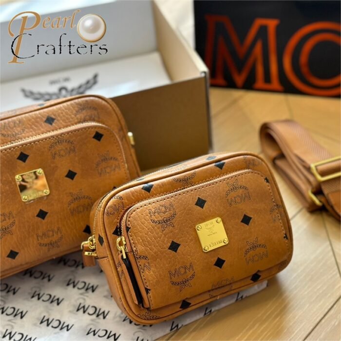 ⁦MCM Small & Mini Size Aren Crossbody in Visetos Cognac Bag⁩ - الصورة ⁦1⁩