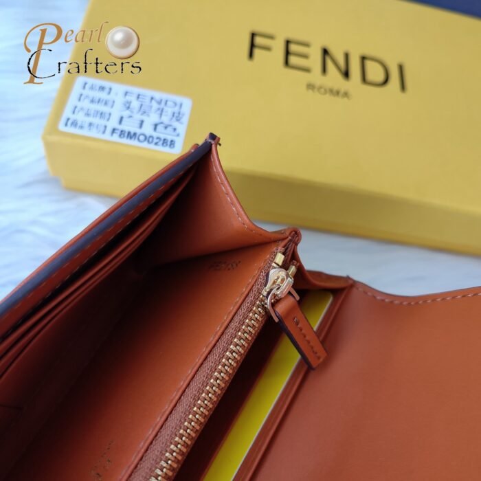 Fendi Roma Logo Embossed Long Flap Calfskin Wallet Handbag - Image 9