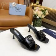 Prada Leather Heel Sandals Slide Sandal - Image 2