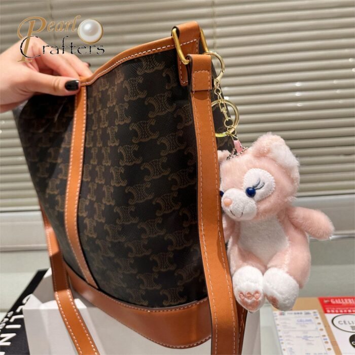 Celine Bucket In Triomphe Canvas And Calfskin Bag - Image 7