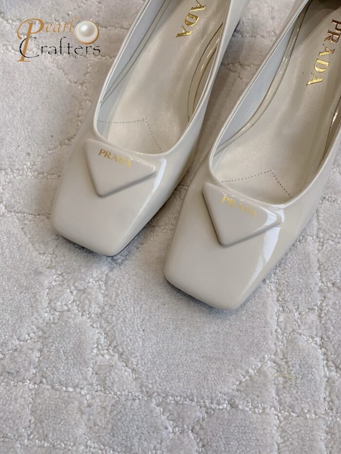 ⁦Prada Triangle Square Toe Chunky Heel Shoes Sandals Slipper Shoes⁩ - الصورة ⁦5⁩