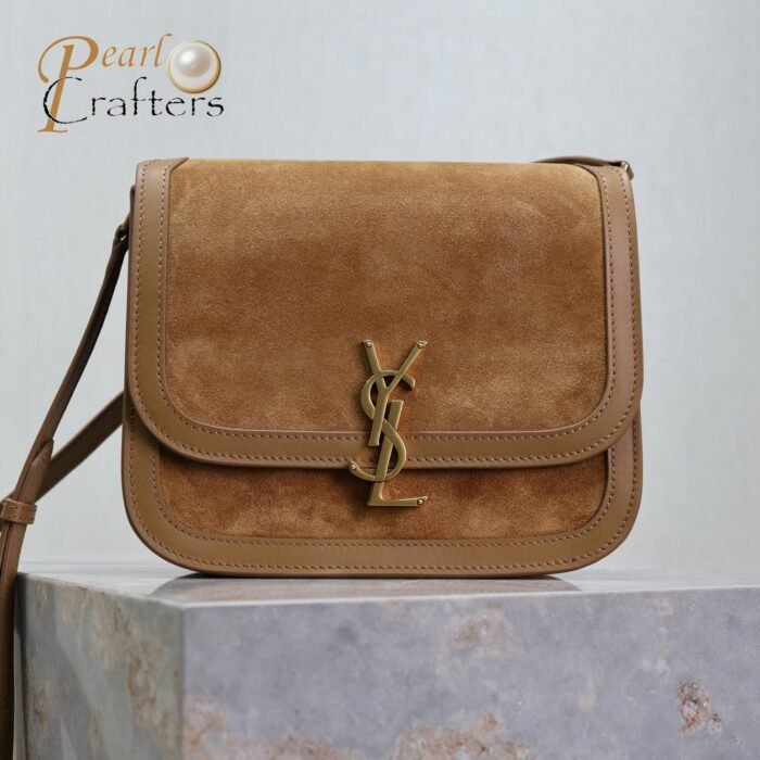⁦Saint Laurent YSL brown Solferino medium suede shoulder bag 10A quality 635025⁩ - الصورة ⁦2⁩