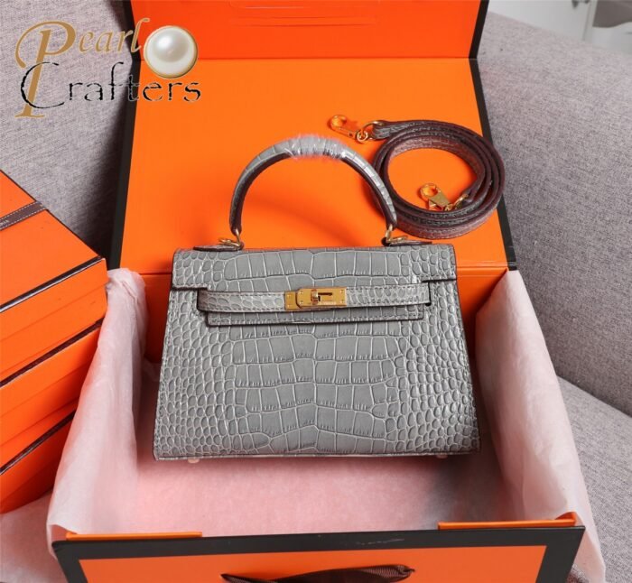 ⁦Hermes Kelly Gold Buckle Bag-Crocodile Handbag Shoulder Bag⁩ - الصورة ⁦12⁩