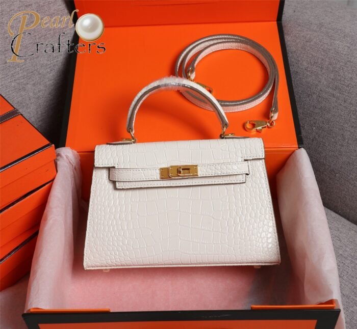 ⁦Hermes Kelly Gold Buckle Bag-Crocodile Handbag Shoulder Bag⁩ - الصورة ⁦2⁩