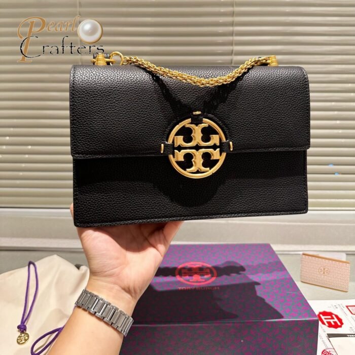 Tory Burch Miller Flap Leather Shoulder Bag with Braided Strap - Image 4