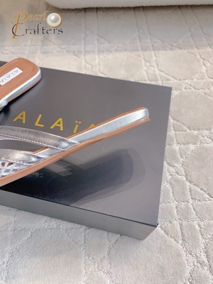 ⁦ALAIA Mesh Flat Clip Toe Slippers Sandals Shoes⁩ - الصورة ⁦7⁩