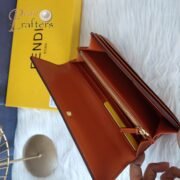 Fendi Roma Logo Embossed Long Flap Calfskin Wallet Handbag - Image 10