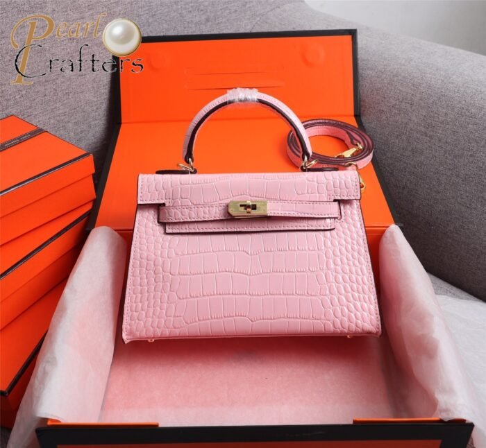 ⁦Hermes Kelly Gold Buckle Bag-Crocodile Handbag Shoulder Bag⁩ - الصورة ⁦9⁩