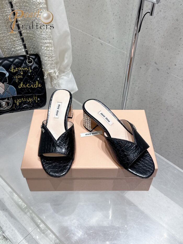 ⁦Miu Miu Slipper Sandals Heels Shoes⁩ - الصورة ⁦1⁩