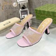 ⁦Gucci Mesh High heel Sandals Slide Sandal⁩ - الصورة ⁦2⁩