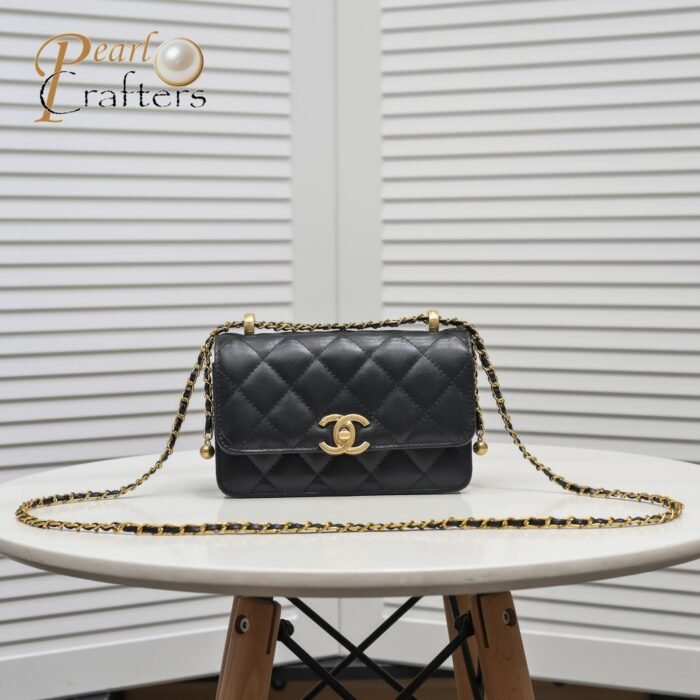 ⁦Chanel WOC Double Gold Ball Chain Mini Shoulder Bag Handbag⁩ - الصورة ⁦1⁩