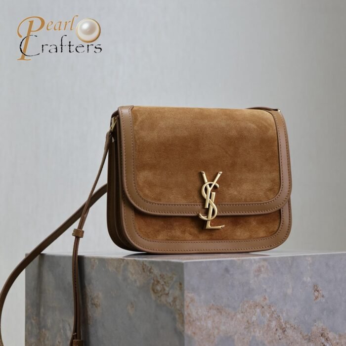 ⁦Saint Laurent YSL brown Solferino medium suede shoulder bag 10A quality 635025⁩ - الصورة ⁦7⁩