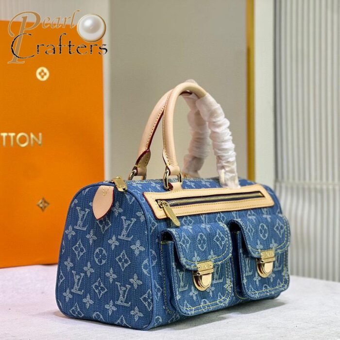 ⁦Louis Vuitton LV LV Monogram Neo Speedy Denim Shoulder Bag Handbag M44472⁩ - الصورة ⁦3⁩