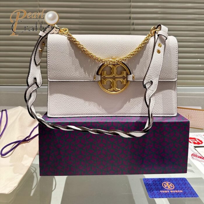 Tory Burch Miller Flap Leather Shoulder Bag with Braided Strap - Image 5