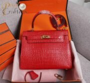 ⁦Hermes Kelly Gold Buckle Bag-Crocodile Handbag Shoulder Bag⁩ - الصورة ⁦22⁩