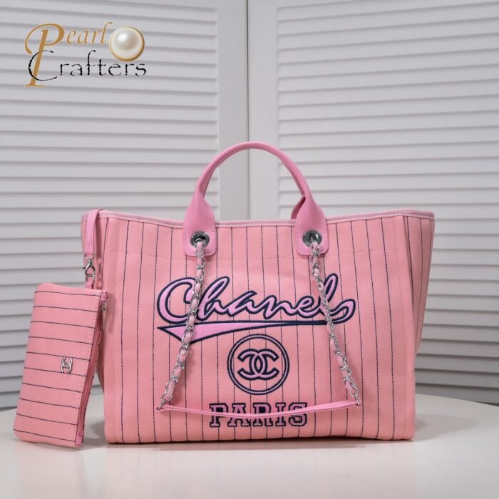 Chanel Cruise Chain Canvas Beach Bag Shopping bag Tote Shoulder Bag Handbag - Image 1