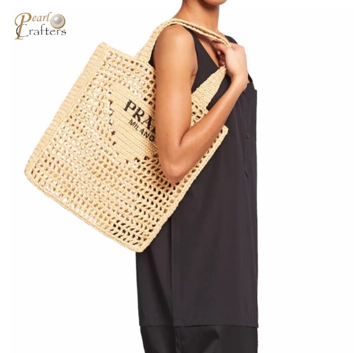 ⁦Prada Grass Woven Shoulder Bag Handbag⁩ - الصورة ⁦3⁩