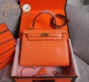 ⁦Hermes Kelly Gold Buckle Bag-Crocodile Handbag Shoulder Bag⁩ - الصورة ⁦17⁩