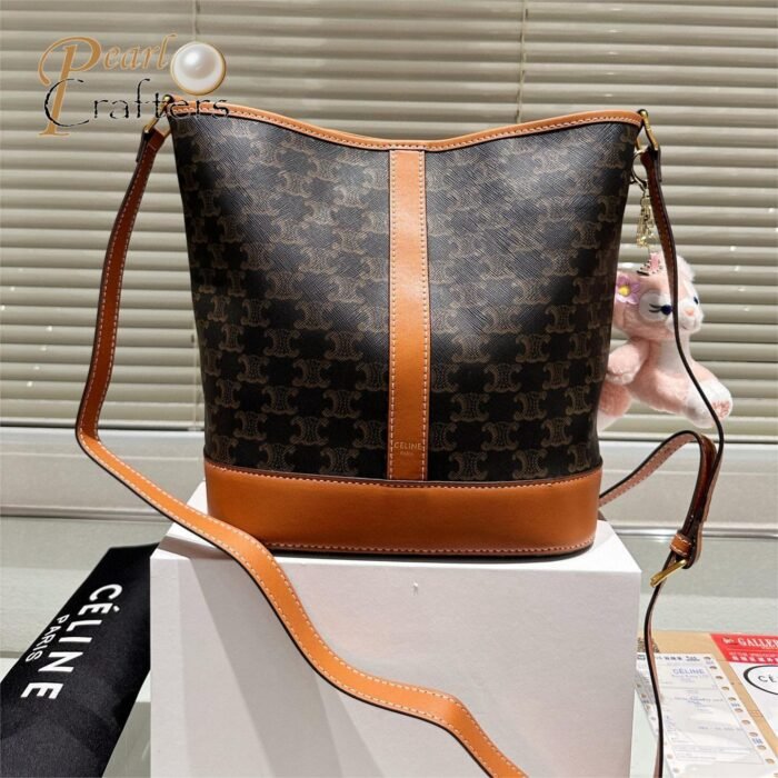 Celine Bucket In Triomphe Canvas And Calfskin Bag - Image 2