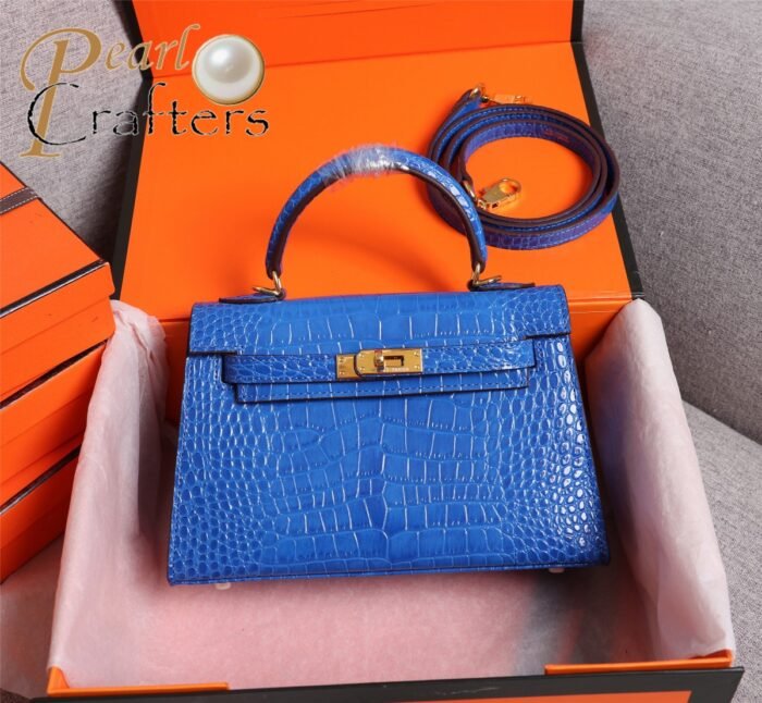 ⁦Hermes Kelly Gold Buckle Bag-Crocodile Handbag Shoulder Bag⁩ - الصورة ⁦13⁩