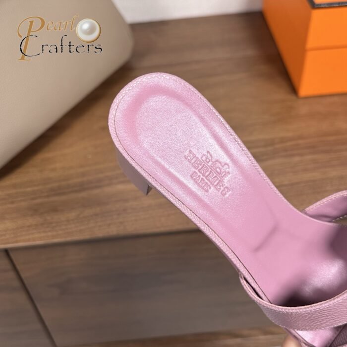 Hermes Oran H Square Heel High Heeled Sandals Slippers Shoes - Image 7