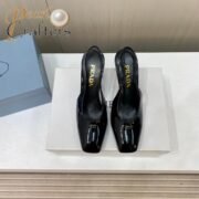 ⁦Prada Square Head High Heeled Chunky Sandals Slipper Rear Hollow Single Shoes⁩ - الصورة ⁦3⁩