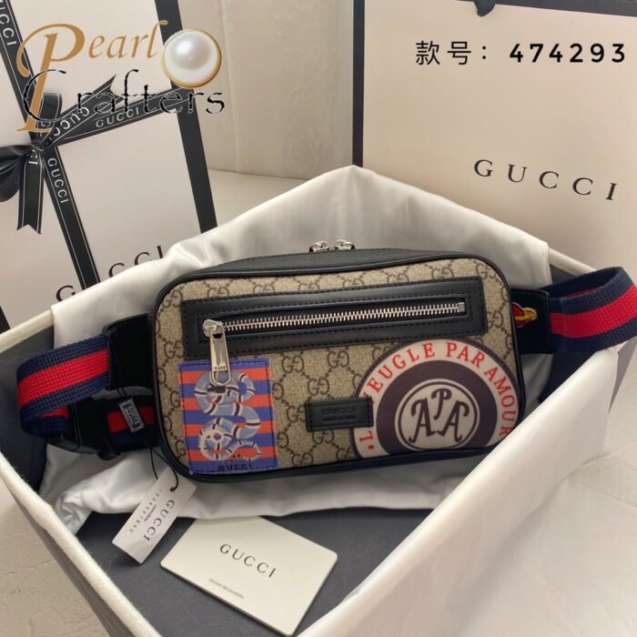 ⁦Gucci Canvas & Leather Waist Bag Belt Bag⁩ - الصورة ⁦6⁩