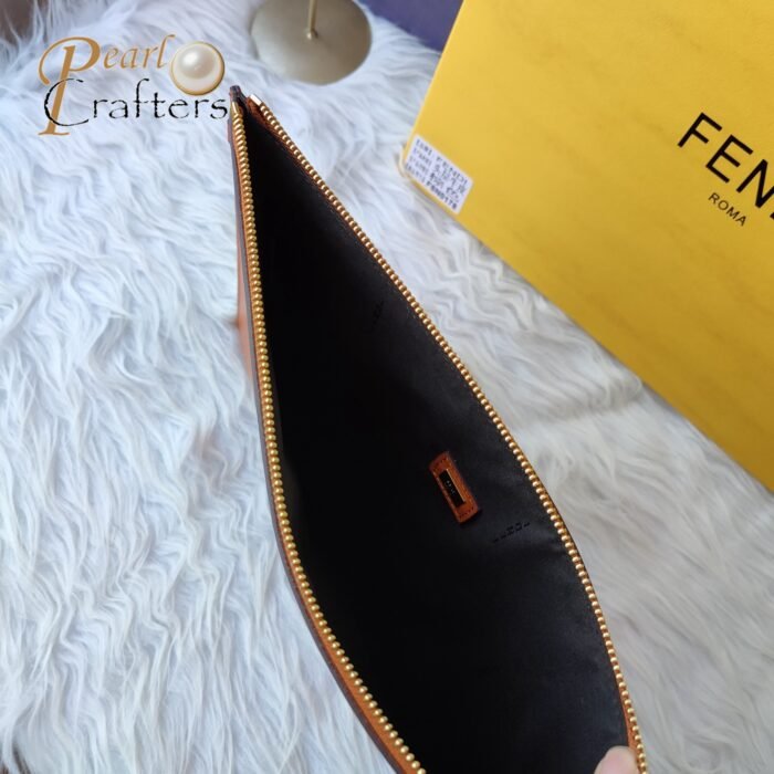 Fendi Logo Embossed Calfskin Clutch Bag - Image 9
