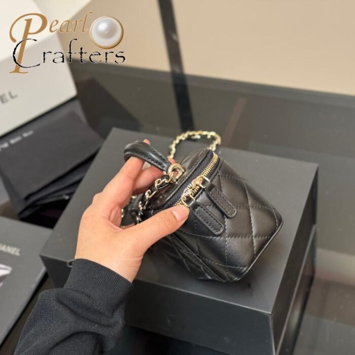Chanel Box Bag with Mirror Handbag Shoulder Satchel - Image 9