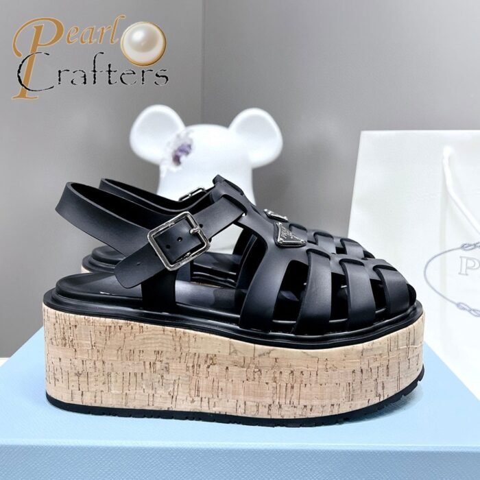 ⁦Prada   Rubber Wedge With Thick Sole Sandals Slide⁩ - الصورة ⁦2⁩