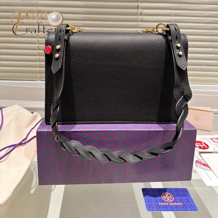 Tory Burch Miller Flap Leather Shoulder Bag with Braided Strap - Image 12